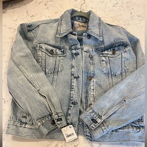 Free People Jolene Denim Trucker Jacket in Tennessee River Wash NEW WITH TAGS